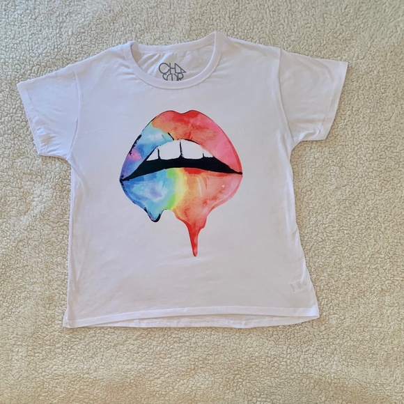 Chaser Tops - CHASER Melted Lips T-shirt women size large NWOT